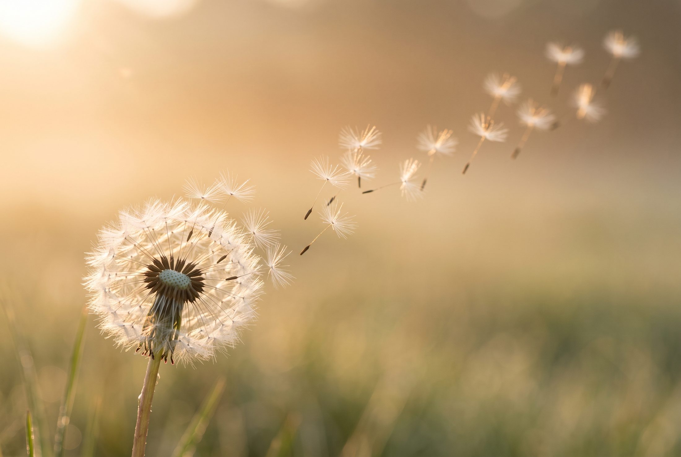 Pusteblume als Sinnbild für systemische Hypnosetherapie